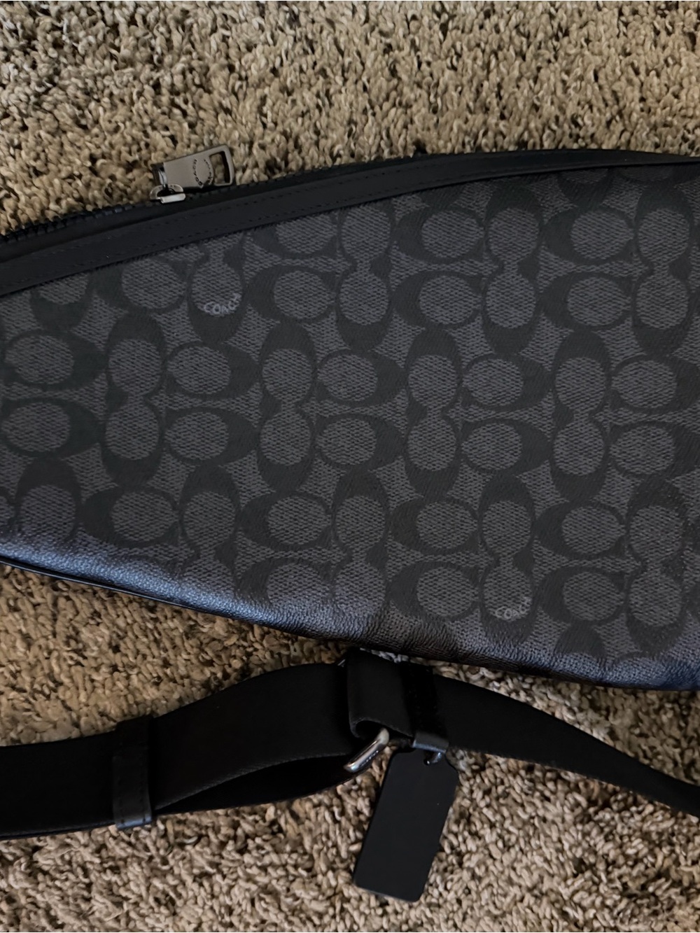 Coach Men's Charcoal Signature Sling Belt Bag